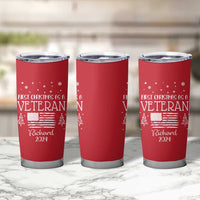 Personalized First Christmas Veteran Tumbler Cup Custom Name Military Retirement Gift American Flag Red - Wonder Print Shop