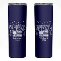 Personalized First Christmas Veteran Skinny Tumbler Custom Name Military Retirement Gift American Flag Navy - Wonder Print Shop