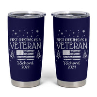 Personalized First Christmas Veteran Tumbler Cup Custom Name Military Retirement Gift American Flag Navy - Wonder Print Shop