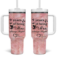 9 Year Anniversary Gift Tumbler With Handle 9 Years Being Mrs Always Right Wedding Gifts For Her
