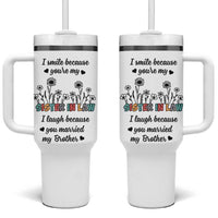 Sister In Law Gifts Tumbler With Handle I Smile Because Sis Engagement Wedding Gift