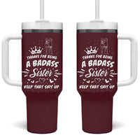 Funny Sister Gifts Tumbler With Handle Thanks For Being A Badass Sister