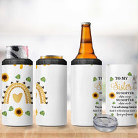 Sister Gifts 4 in 1 Can Cooler Tumbler Send Love To My Sister Missing You Sunflower