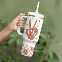 Sister Gift Tumbler With Handle Being My Sister Is The Only Gift You Need Sarcastic Groovy Flowers