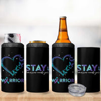 Suicide Prevention Awareness 4 in 1 Can Cooler Tumbler Teal Purple Ribbon Semicolon Stay Tomorrow Needs You Warrior - Wonder Print Shop