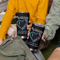 Suicide Prevention Awareness Tumbler Cup Teal Purple Semicolon Butterfly Not All Wounds Are Visible Mental Health - Wonder Print Shop