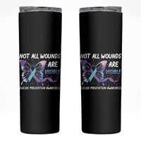 Suicide Prevention Awareness Skinny Tumbler Teal Purple Ribbon Butterfly Not All Wounds Are Visible Mental Health - Wonder Print Shop