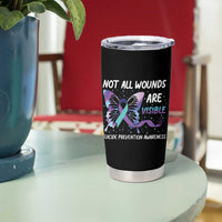 Suicide Prevention Awareness Tumbler Cup Teal Purple Ribbon Butterfly Not All Wounds Are Visible Mental Health - Wonder Print Shop