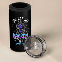 Suicide Prevention Awareness 4 in 1 Can Cooler Tumbler Teal Purple Ribbon Semicolon Stay Tomorrow Needs You Warrior Therapist Psychologist - Wonder Print Shop