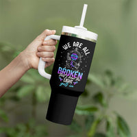 Suicide Prevention Awareness Tumbler With Handle Teal Purple Ribbon Semicolon Stay Tomorrow Needs You Warrior Therapist Psychologist - Wonder Print Shop