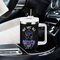 Suicide Prevention Awareness Tumbler With Handle Teal Purple Ribbon Semicolon Stay Tomorrow Needs You Warrior Therapist Psychologist - Wonder Print Shop