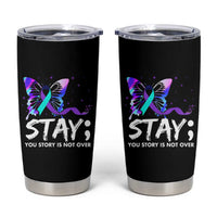 Suicide Prevention Awareness Tumbler Cup Teal Purple Ribbon Sunflower We Are All Broken That's How the Light Gets In Therapist Psychologist - Wonder Print Shop
