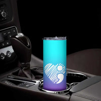 Suicide Prevention Awareness Skinny Tumbler Teal Purple Ribbon Stay World Needs You Call 988 Mental Health Groovy - Wonder Print Shop