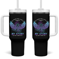Suicide Prevention Awareness Tumbler With Handle My Wings Will Have to Wait My Story is Not Over Yet Stay Teal Purple Semicolon - Wonder Print Shop