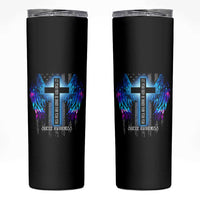 Suicide Prevention Awareness Skinny Tumbler Let Your Faith Be Bigger Than Your Fear Teal Purple Christian American Flag - Wonder Print Shop
