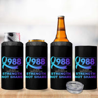 Suicide Prevention Awareness 4 in 1 Can Cooler Tumbler Teal Purple Call 988 Strength Not Shame - Wonder Print Shop