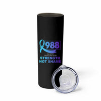 Suicide Prevention Awareness Skinny Tumbler Teal Purple Call 988 Strength Not Shame - Wonder Print Shop