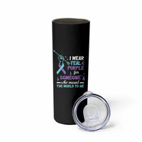 Suicide Prevention Awareness Skinny Tumbler American Flag Teal & Purple Ribbon Support You Matter Therapist Psychologist - Wonder Print Shop