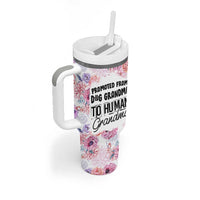 Promoted To Grandma Gift Tumbler With Handle Floral Dog Grandmas To Human Grandma Pregnancy Announcement