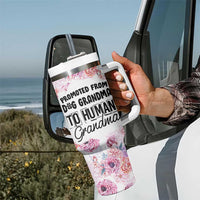 Promoted To Grandma Gift Tumbler With Handle Floral Dog Grandmas To Human Grandma Pregnancy Announcement