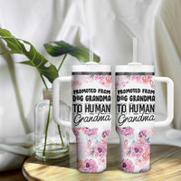 Promoted To Grandma Gift Tumbler With Handle Floral Dog Grandmas To Human Grandma Pregnancy Announcement