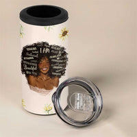 Christian Gifts for Black Women 4 in 1 Can Cooler Tumbler Sunflower African American Afro Black Girl Encouragement Religious Gift - Wonder Print Shop