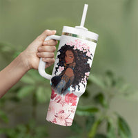 Black Queen Tumbler With Handle Afro Afican Roots Women Floral Juneteenth Black History