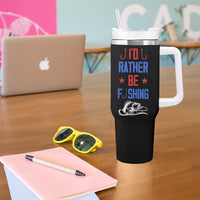 Fishing Gifts Tumbler With Handle Id Rather Be Fishing Bass Fish American Flag