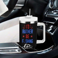 Fishing Gifts Tumbler With Handle Id Rather Be Fishing Bass Fish American Flag