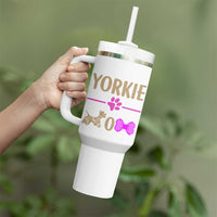 Yorkie Mom Tumbler With Handle Yorkshire Terrier Gifts For Dog Mom Fur Mama Presents