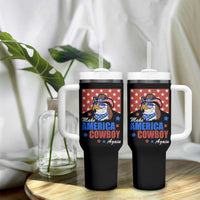 Funny Cowboy Tumbler With Handle Make American Cowboy Again Western Eagle