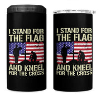 Stand For The Flag Kneel For The Cross 4 in 1 Can Cooler Tumbler American Flag 4th Of July Patriotic Christian Faith