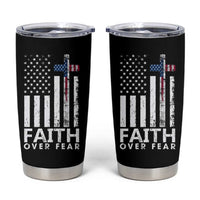 Christian Religious Sayings Tumbler Cup USA Flag Patriotic American Gift Faith Over Fear Prayer - Wonder Print Shop