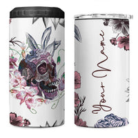 Personalized Floral Skull 4 in 1 Can Cooler Tumbler Custom Name Botanical Gothic Aesthetic Vibe - Wonder Print Shop
