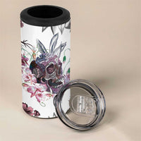 Personalized Floral Skull 4 in 1 Can Cooler Tumbler Custom Name Botanical Gothic Aesthetic Vibe - Wonder Print Shop
