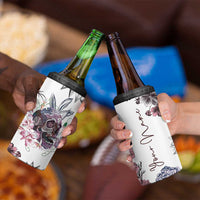 Personalized Floral Skull 4 in 1 Can Cooler Tumbler Custom Name Botanical Gothic Aesthetic Vibe - Wonder Print Shop