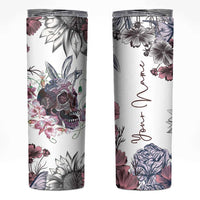 Personalized Floral Skull Skinny Tumbler Custom Name Botanical Gothic Aesthetic Vibe - Wonder Print Shop