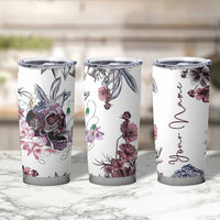 Personalized Floral Skull Tumbler Cup Custom Name Botanical Gothic Aesthetic Vibe - Wonder Print Shop