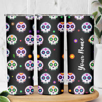 Personalized Sugar Skull Skinny Tumbler Custom Name Da De Los Muertos Day Of The Dead Halloween Gift - Wonder Print Shop