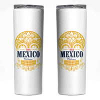 Viva Mexico Cabrones Sugar Skull Skinny Tumbler Independence Day Mexico Mexican Beer - Wonder Print Shop
