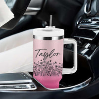 Personalized Wildflower Tumbler With Handle Custom Name Gift For Women