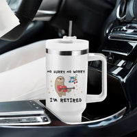 Funny Retirement Gift Tumbler With Handle No Hurry No Worry Im Retired