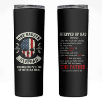 One Badass Stepdad Skinny Tumbler Best Effin Bonus Dad Gifts Stepped Up Dads US Flag Skull - Wonder Print Shop