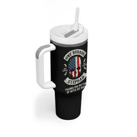One Badass Stepdad Tumbler With Handle Best Effin Bonus Dad Gifts Stepped Up Dads US Flag Skull - Wonder Print Shop