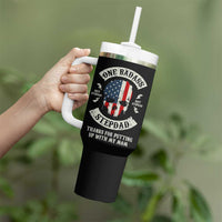 One Badass Stepdad Tumbler With Handle Best Effin Bonus Dad Gifts Stepped Up Dads US Flag Skull - Wonder Print Shop