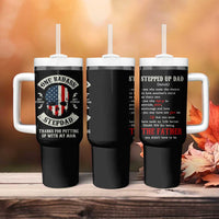 One Badass Stepdad Tumbler With Handle Best Effin Bonus Dad Gifts Stepped Up Dads US Flag Skull - Wonder Print Shop