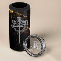 Christian Faith Over Fear 4 in 1 Can Cooler Tumbler Religious Jesus Saves Cross US Flag Prayer Patriotic - Wonder Print Shop