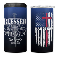 Christian Gifts for Men 4 in 1 Can Cooler Tumbler Religious Cross US Flag Prayer Patriotic - Wonder Print Shop