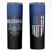 Christian Gifts for Men Skinny Tumbler Religious Cross US Flag Prayer Patriotic - Wonder Print Shop