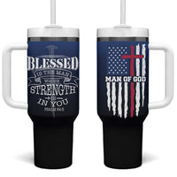 Christian Gifts for Men Tumbler With Handle Religious Cross US Flag Prayer Patriotic - Wonder Print Shop